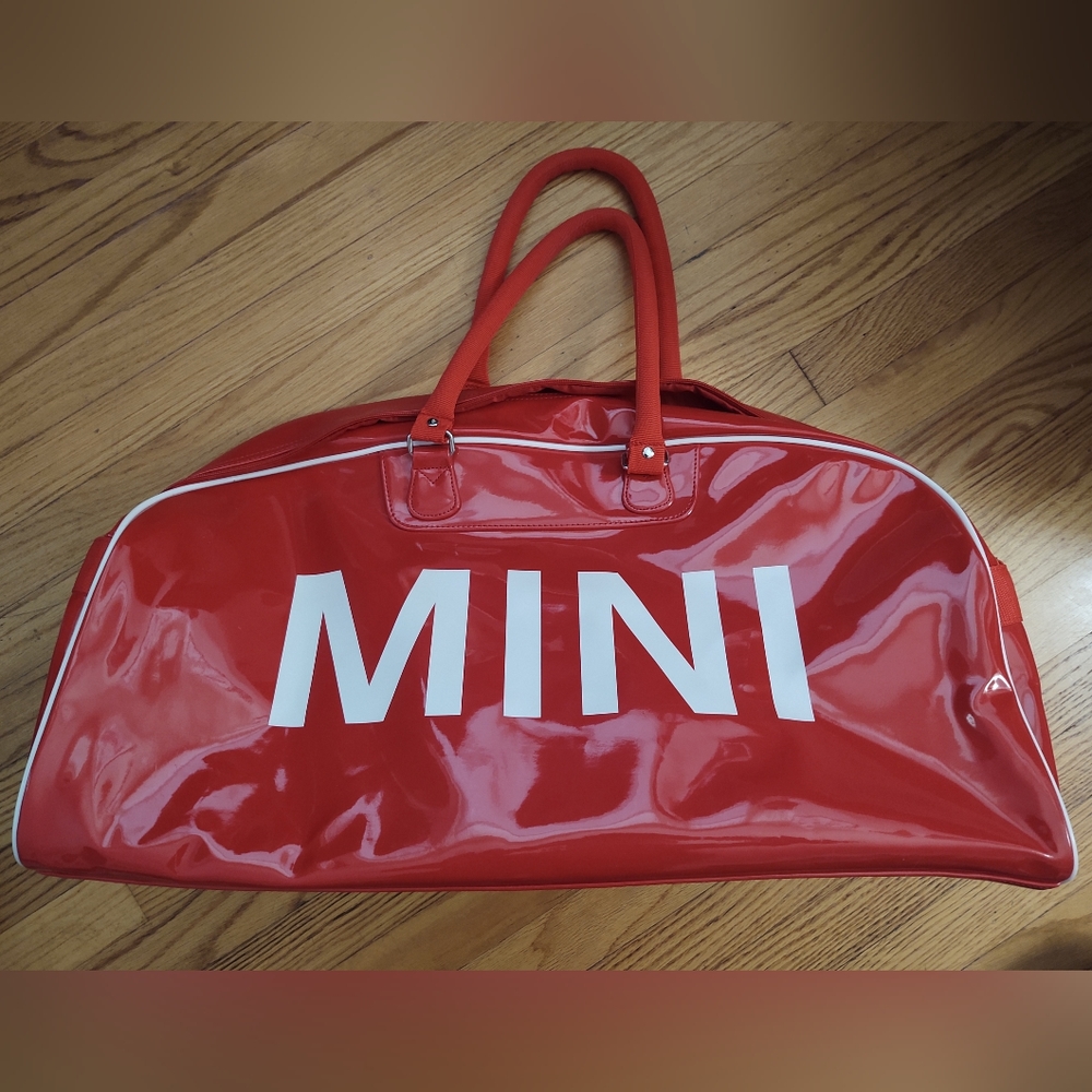 Mini Cooper Patent Leather Travel Bag With Shoulder Strap